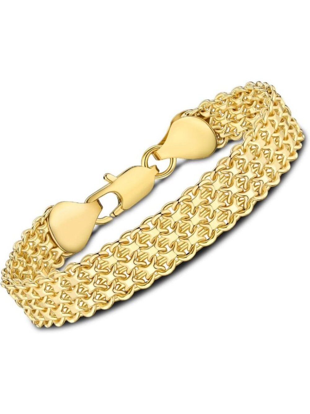 14K Gold Plated 10mm Mesh Chain Link Bracelet | Elegant Gold Women's Jewelry